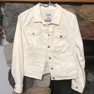 OLD NAVY WHITE DENIM JEAN JACKET SIZE L